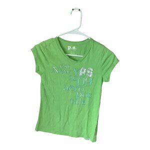 P.S From Aeropostale Girls Shirt Est New York 2009 Graphic Tee Size XL 14 Green